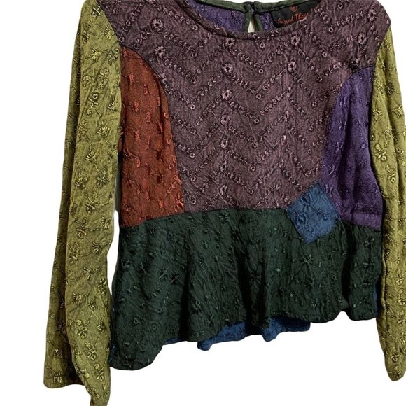 Sacred Threads Boho Peplum 100% Rayon Top - Picture 3 of 6